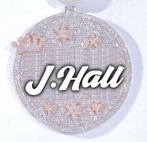 CUSTOM LETTER NECKLACE 3D BIG CROWN DISC