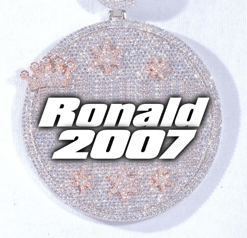 CUSTOM LETTER NECKLACE 3D BIG CROWN DISC