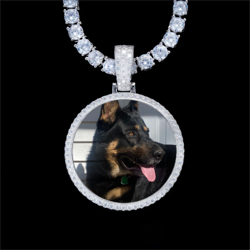 925S & VVS Moissanite 3D Circle Custom Picture Pendant