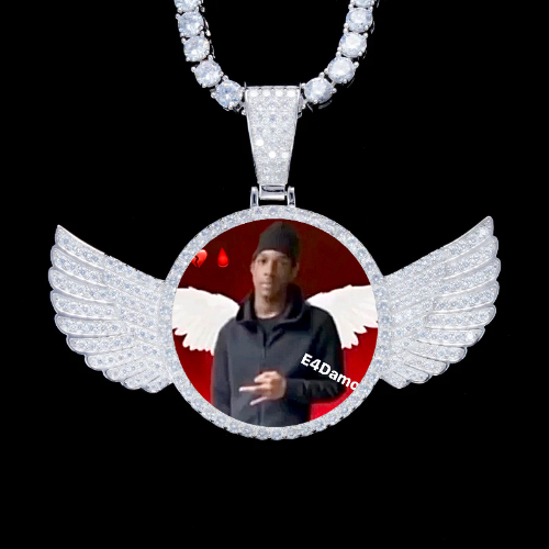 925S & VVS Moissanite 3D Wing Custom Picture Pendant