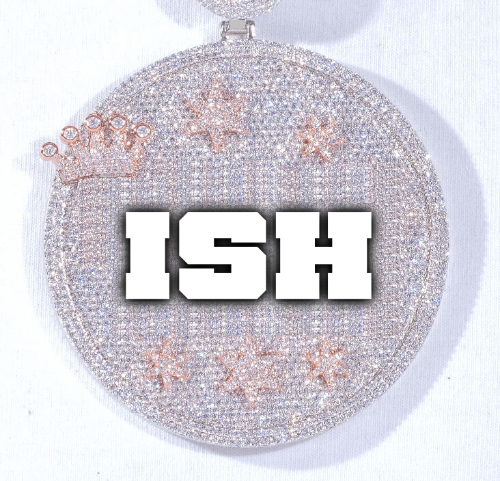 CUSTOM LETTER NECKLACE 3D BIG CROWN DISC