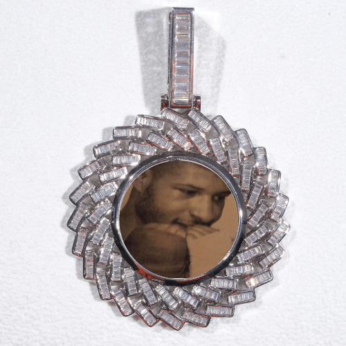 Large 3D Baguette Custom Picture Pendant