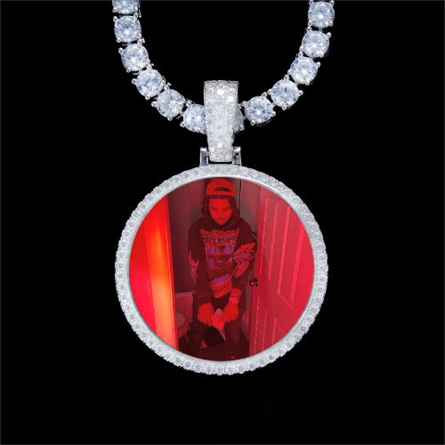 925S & VVS Moissanite 3D Circle Custom Picture Pendant