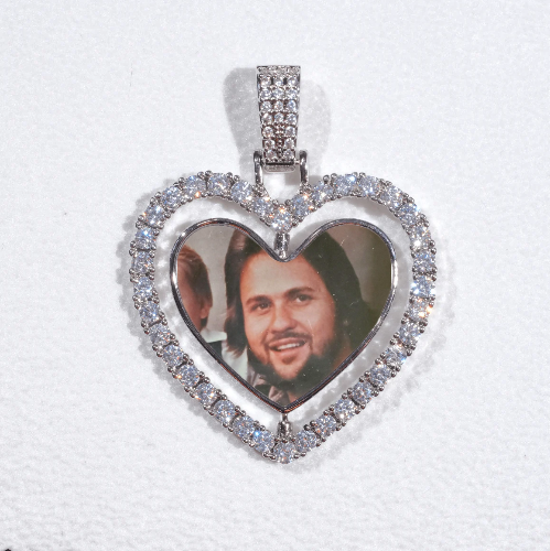 3D Spinning 2-Faced Heart Custom Picture Pendant