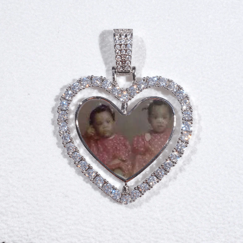 3D Spinning 2-Faced Heart Custom Picture Pendant