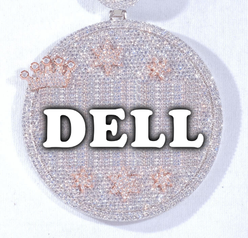 CUSTOM LETTER NECKLACE 3D BIG CROWN DISC