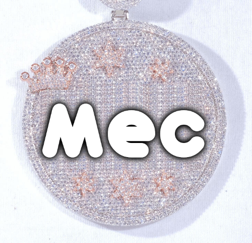 CUSTOM LETTER NECKLACE 3D BIG CROWN DISC
