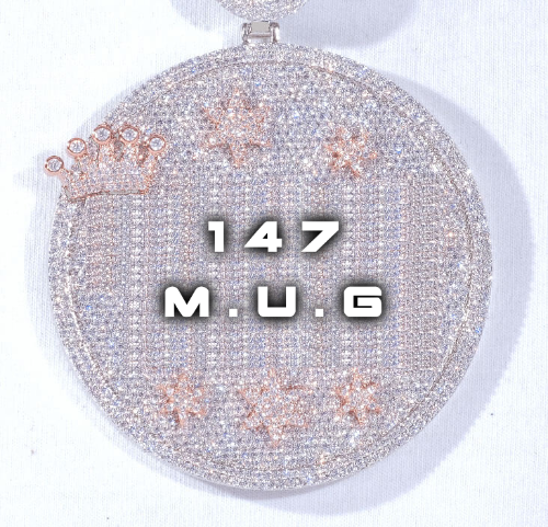 CUSTOM LETTER NECKLACE 3D BIG CROWN DISC