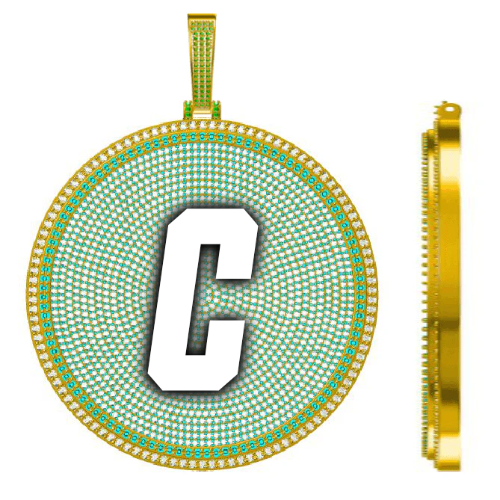 CUSTOM LETTER NECKLACE 3D BIG DISC