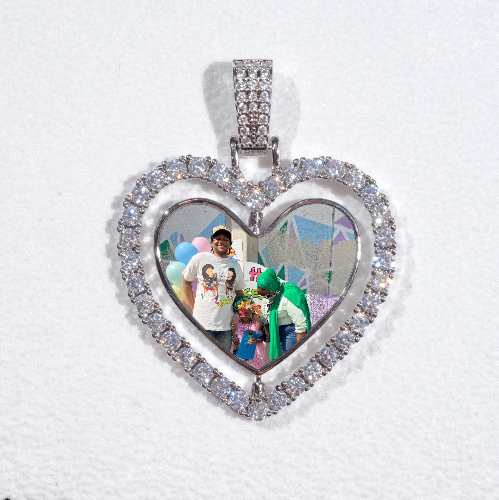 3D Spinning 2-Faced Heart Custom Picture Pendant