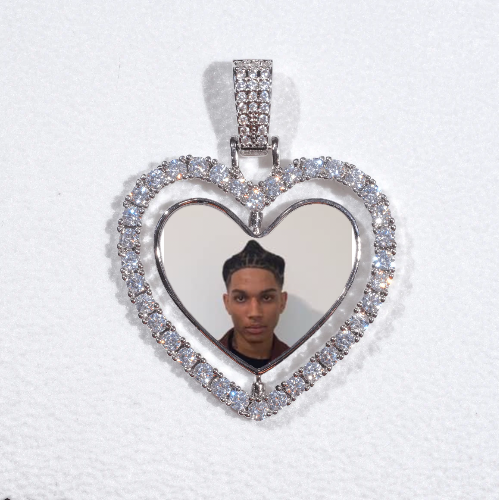 3D Spinning 2-Faced Heart Custom Picture Pendant