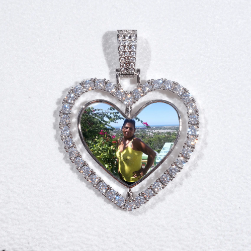 3D Spinning 2-Faced Heart Custom Picture Pendant