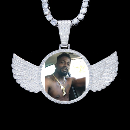 925S & VVS Moissanite 3D Wing Custom Picture Pendant