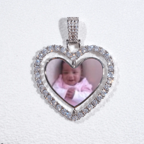 3D Spinning 2-Faced Heart Custom Picture Pendant