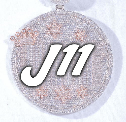 CUSTOM LETTER NECKLACE 3D BIG CROWN DISC