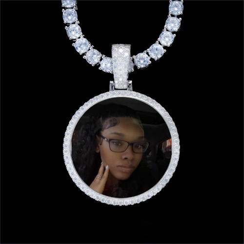 925S & VVS Moissanite 3D Circle Custom Picture Pendant