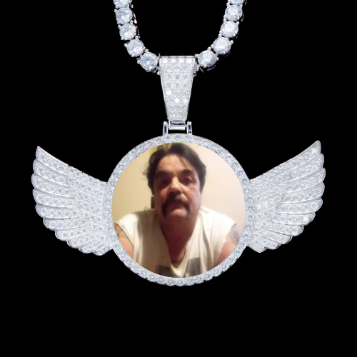 925S & VVS Moissanite 3D Wing Custom Picture Pendant