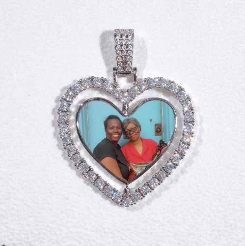 3D Spinning 2-Faced Heart Custom Picture Pendant