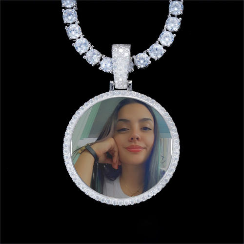 925S & VVS Moissanite 3D Circle Custom Picture Pendant