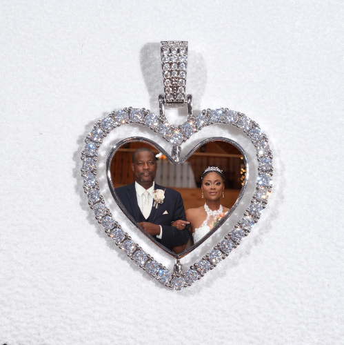 3D Spinning 2-Faced Heart Custom Picture Pendant