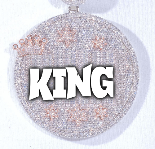 CUSTOM LETTER NECKLACE 3D BIG CROWN DISC
