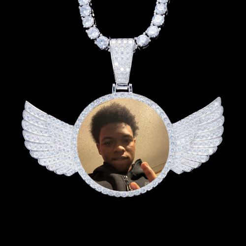 925S & VVS Moissanite 3D Wing Custom Picture Pendant