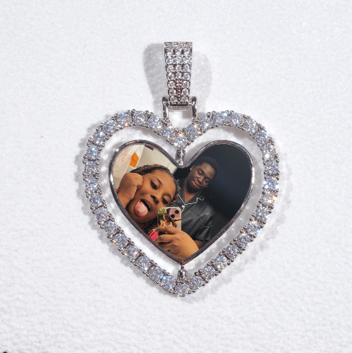 3D Spinning 2-Faced Heart Custom Picture Pendant