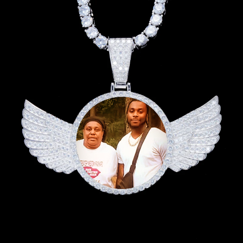 925S & VVS Moissanite 3D Wing Custom Picture Pendant