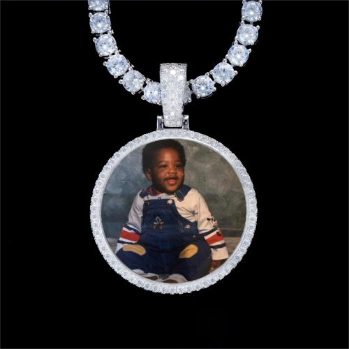 925S & VVS Moissanite 3D Circle Custom Picture Pendant