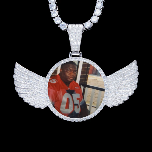 925S & VVS Moissanite 3D Wing Custom Picture Pendant