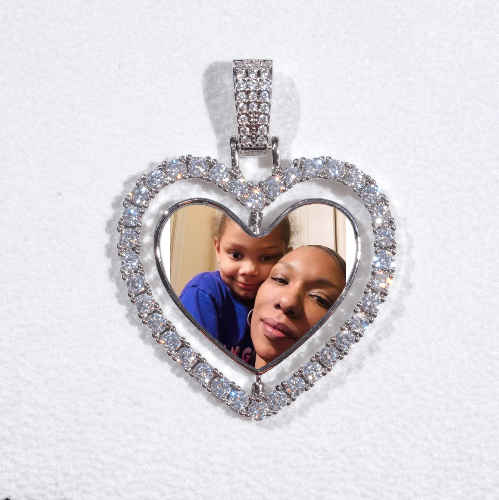 3D Spinning 2-Faced Heart Custom Picture Pendant