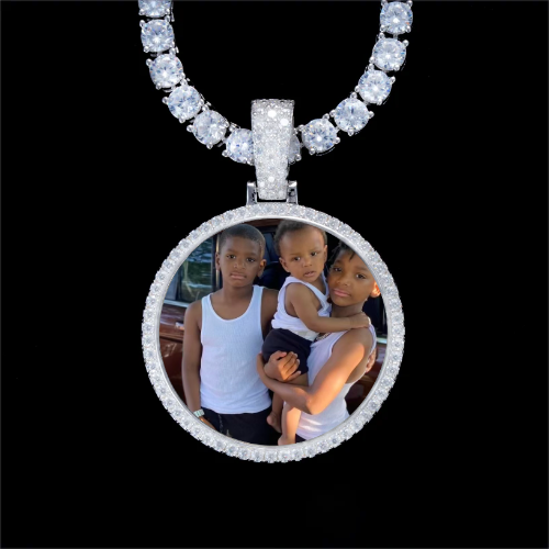 925S & VVS Moissanite 3D Circle Custom Picture Pendant