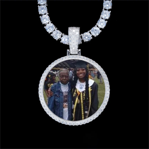 925S & VVS Moissanite 3D Circle Custom Picture Pendant