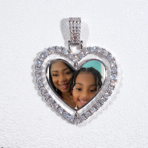 3D Spinning 2-Faced Heart Custom Picture Pendant