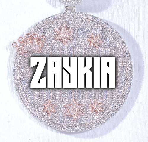 CUSTOM LETTER NECKLACE 3D BIG CROWN DISC