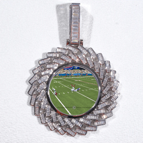 Large 3D Baguette Custom Picture Pendant