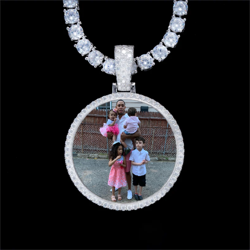 925S & VVS Moissanite 3D Circle Custom Picture Pendant
