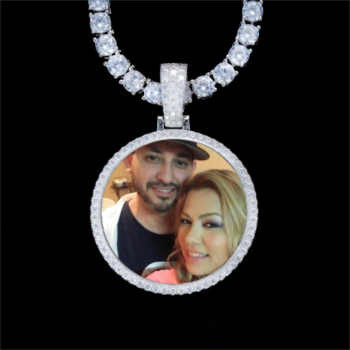 925S & VVS Moissanite 3D Circle Custom Picture Pendant