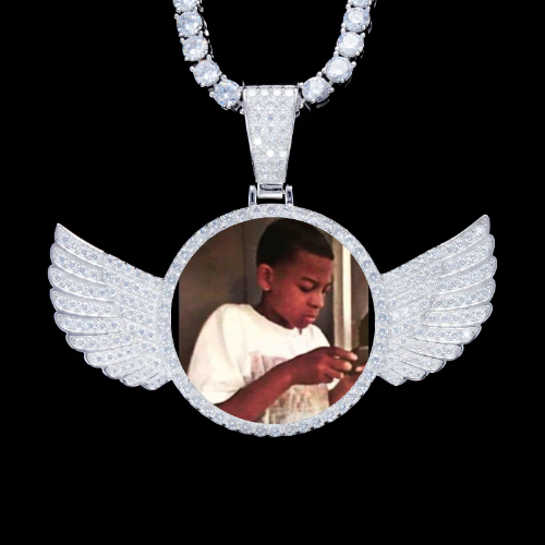 925S & VVS Moissanite 3D Wing Custom Picture Pendant