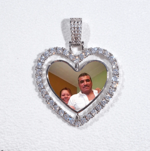 3D Spinning 2-Faced Heart Custom Picture Pendant