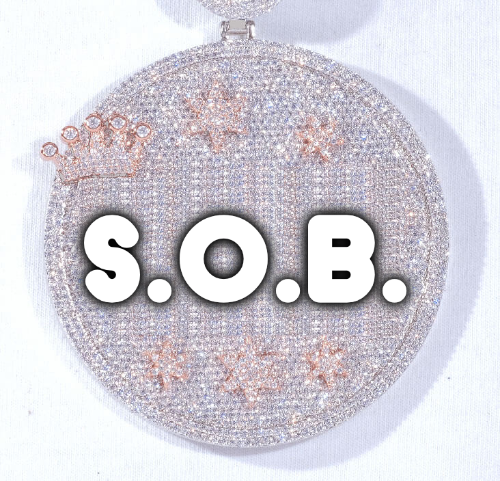 CUSTOM LETTER NECKLACE 3D BIG CROWN DISC