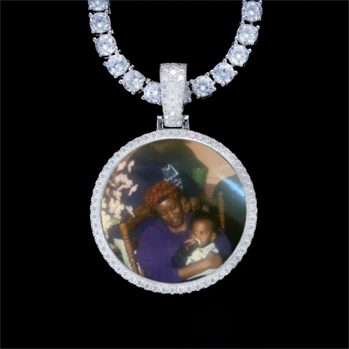 925S & VVS Moissanite 3D Circle Custom Picture Pendant