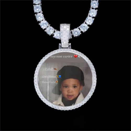 925S & VVS Moissanite 3D Circle Custom Picture Pendant