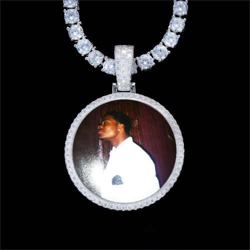 925S & VVS Moissanite 3D Circle Custom Picture Pendant