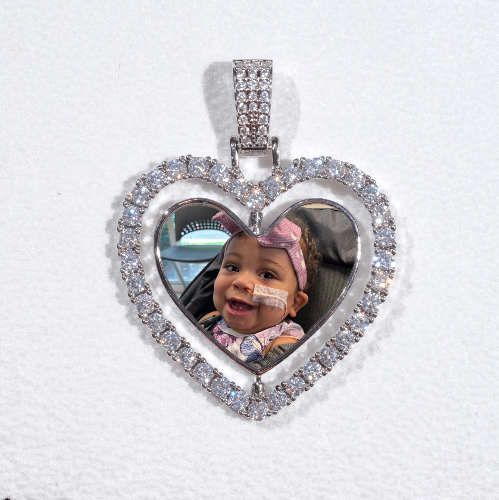 3D Spinning 2-Faced Heart Custom Picture Pendant