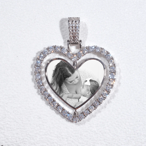 3D Spinning 2-Faced Heart Custom Picture Pendant
