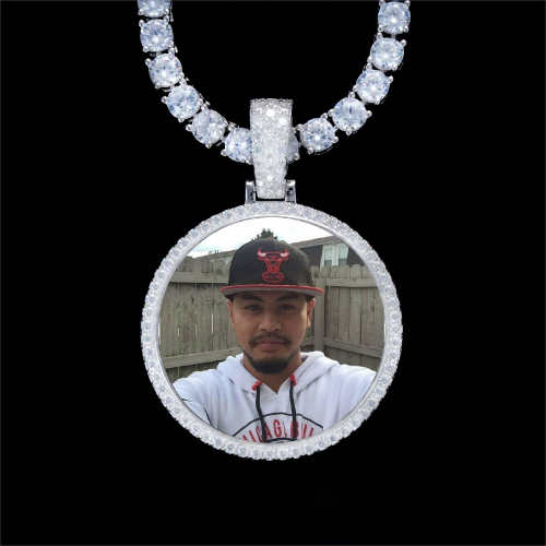 925S & VVS Moissanite 3D Circle Custom Picture Pendant