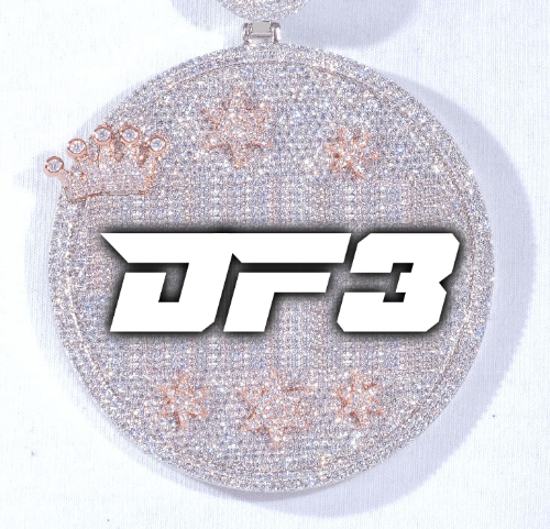 CUSTOM LETTER NECKLACE 3D BIG CROWN DISC