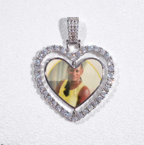3D Spinning 2-Faced Heart Custom Picture Pendant