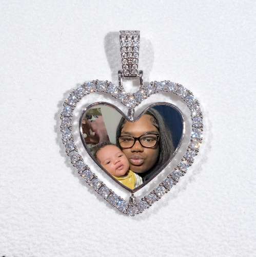 3D Spinning 2-Faced Heart Custom Picture Pendant